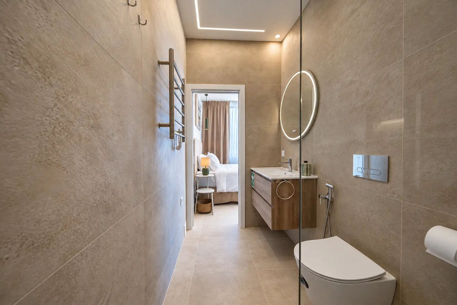 Left Residence — Bathroom & bedroom