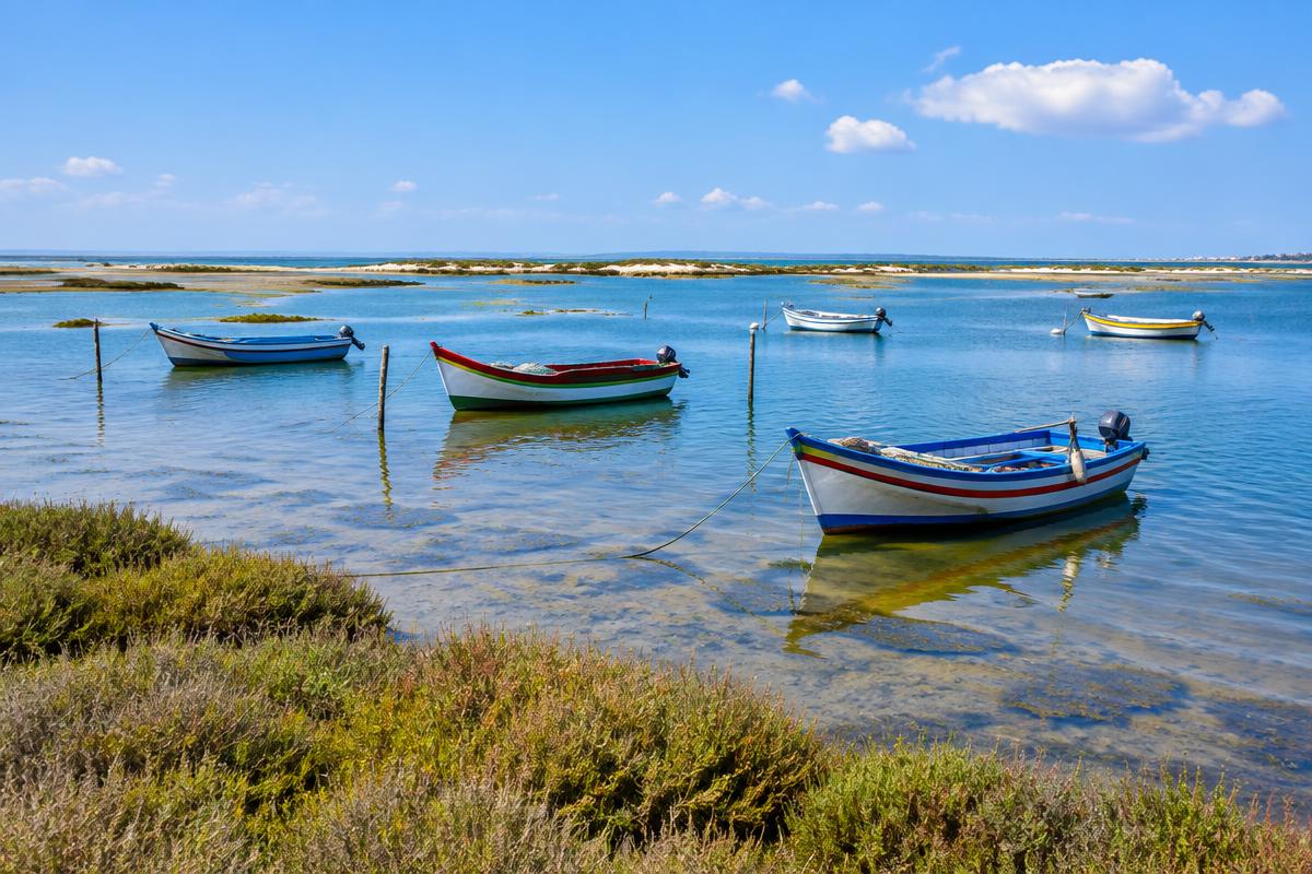 Traditional boats on the Ria Formosa lagoon